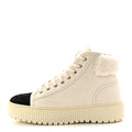 Chanel Kid Suede Shearling Sheepskin Lace Up Boots 38 Ivory White Black
