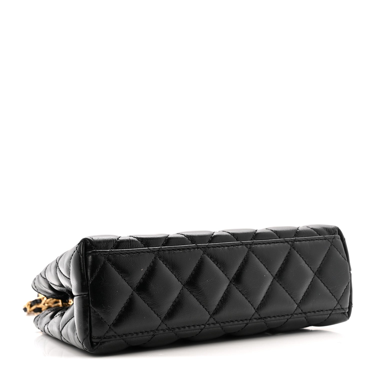 Chanel Shiny Aged Calfskin Quilted Nano Kelly Shopper Black
