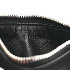 Balenciaga Grained Calfskin Miami Logo Cash Coin Card Holder On Keychain Black