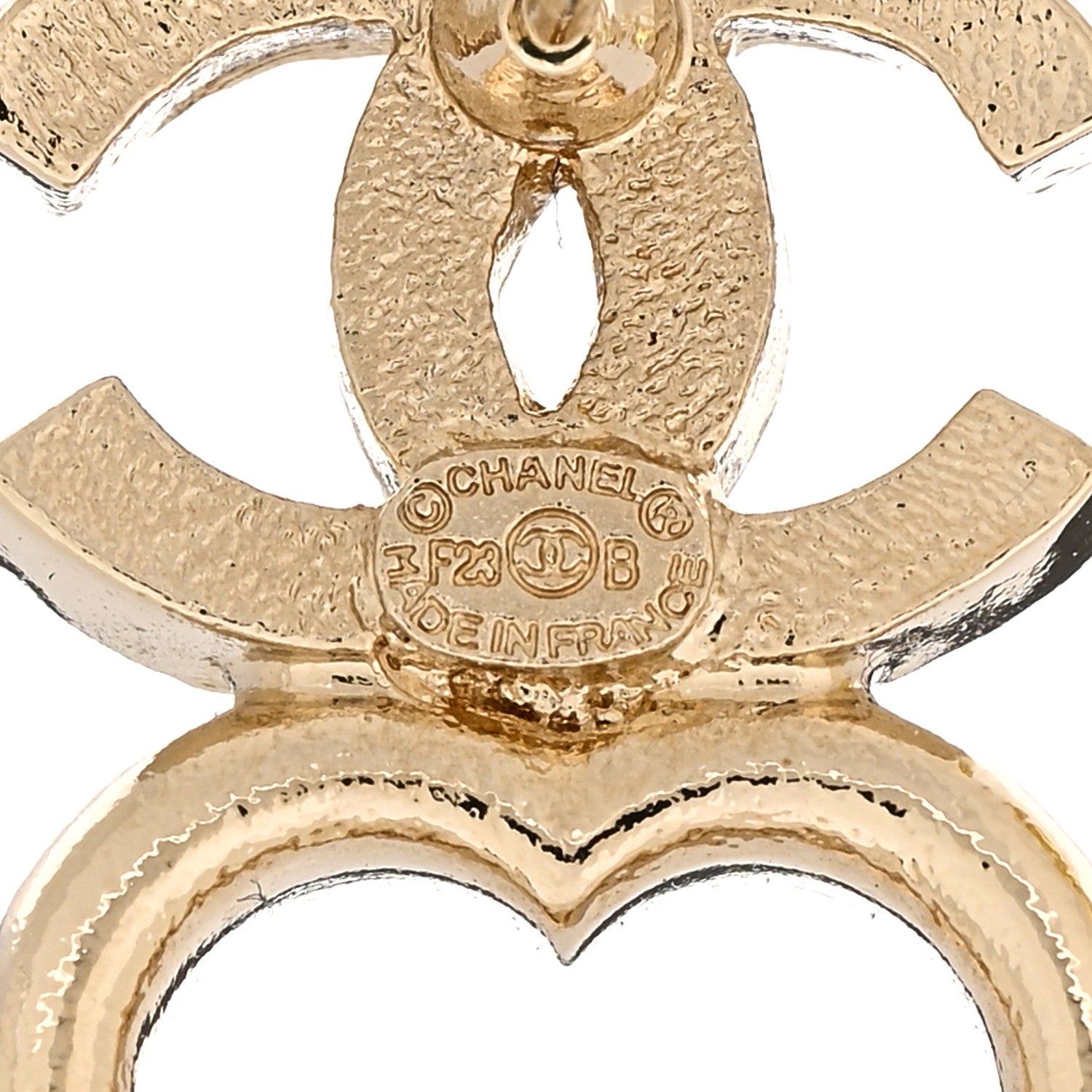 Chanel Metal Crystal CC Heart Drop Earrings Gold