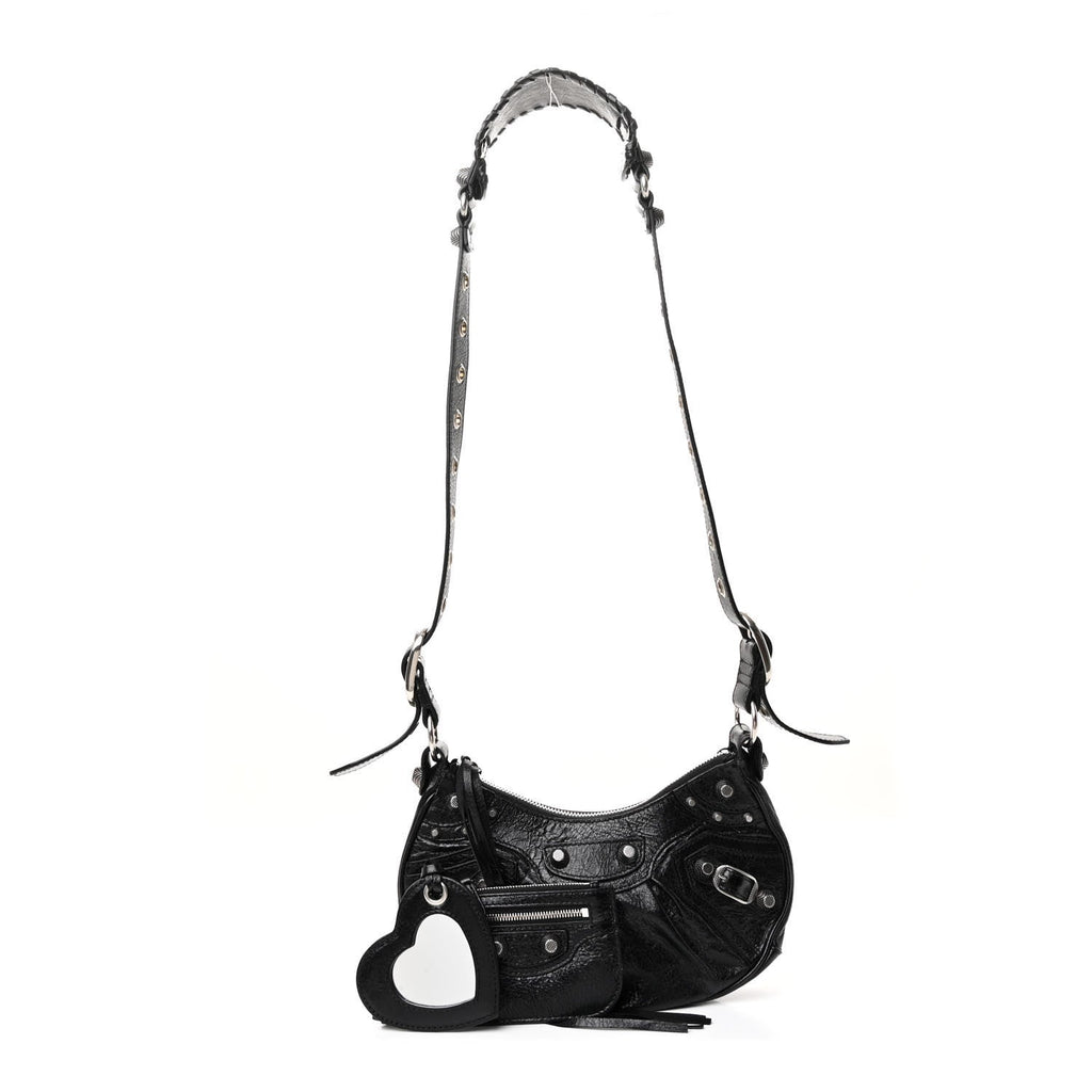 Balenciaga Agneau Arena Le Cagole Shoulder Bag XS Black