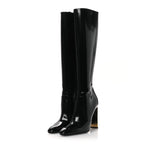 Saint Laurent Glazed Calfskin Auteuil 105mm Zip Boots 38 Black