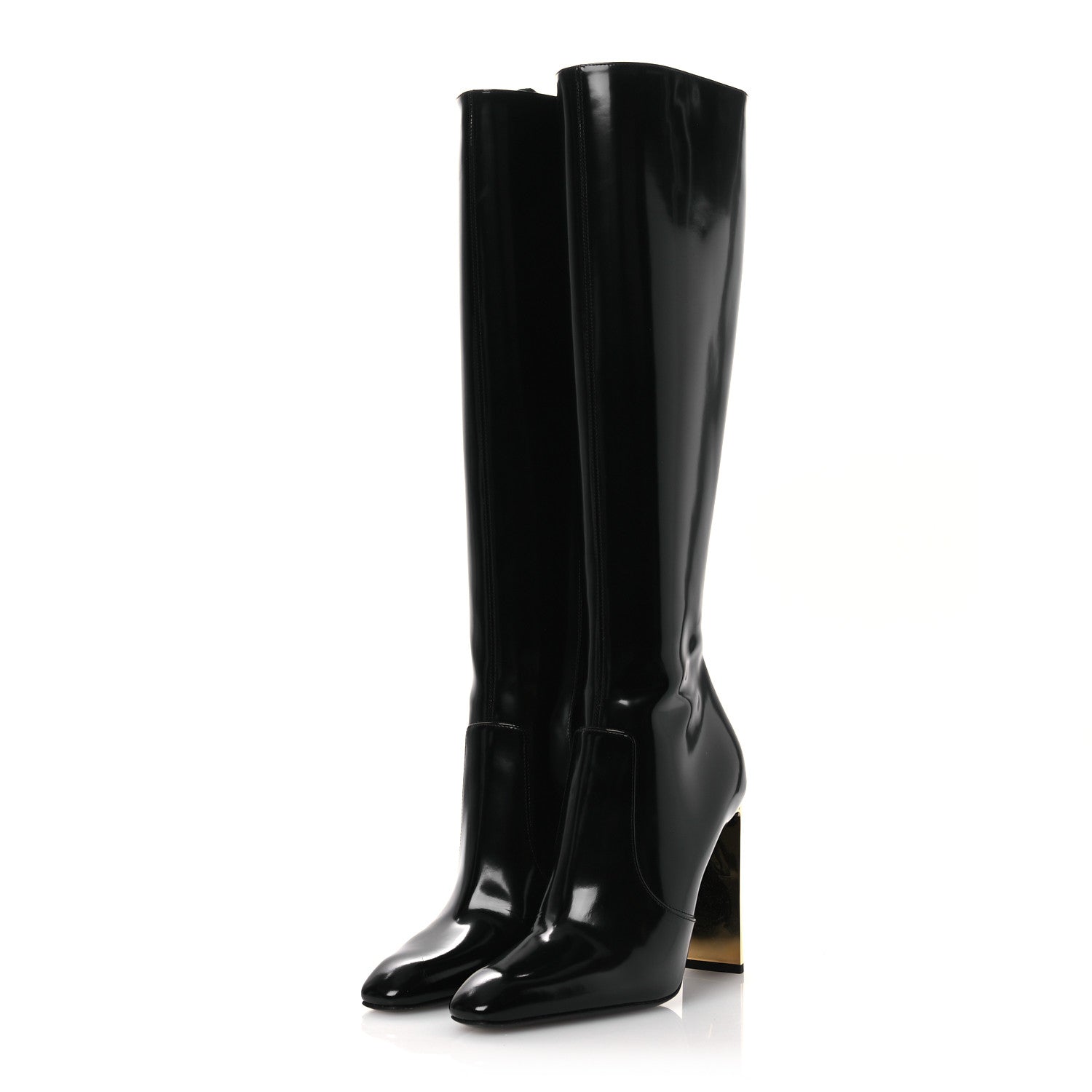 Saint Laurent Glazed Calfskin Auteuil 105mm Zip Boots 38 Black