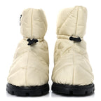 Prada Re-Nylon Piuma Triangle Logo Padded Drawcord 20mm Snow Boots 37 Avorio