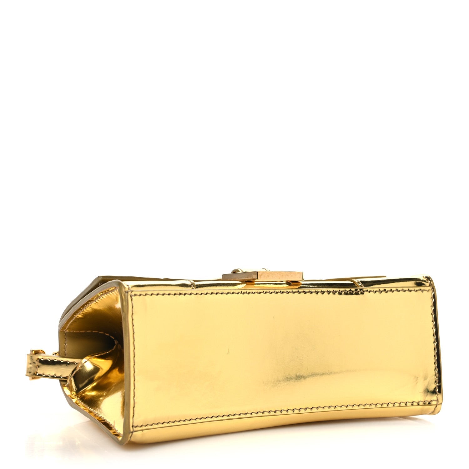 Balenciaga Mirror Calfskin Hourglass Top Handle Bag XS Gold