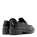 Prada Spazzolato Metal Triangle Logo 50mm Loafers 37.5 Black