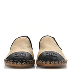 Chanel Lambskin Chain CC Mocassin Loafer Espadrilles 36 Beige Black