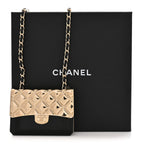 Chanel Metal Resin Lambskin Flap Bag Long Necklace Gold Black