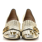 Gucci Galassia GG Marmont Fringe 50mm Loafer Pumps 39 Platino
