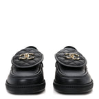 Chanel Lambskin Quilted CC Turnlock Loafers 39 Black