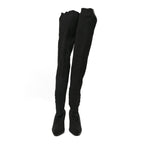 Balenciaga Crepe Jersey Pointed Toe Knife Thigh High Boots 40 Black