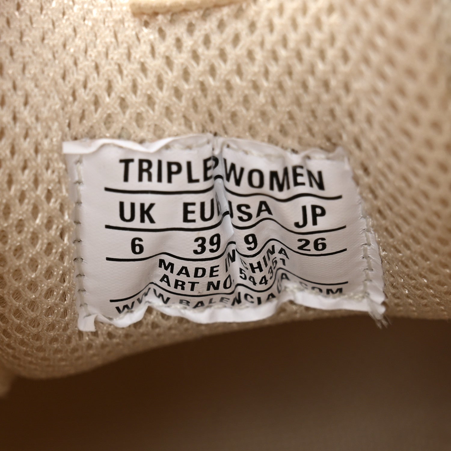 Balenciaga Fabric Mesh Clear Sole Womens Triple S Sneakers 39 Beige