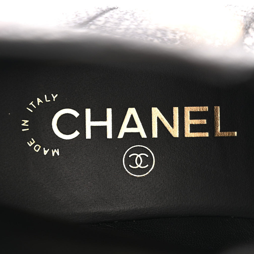 Chanel Fabric Crossgrain Cap Toe Combat Boots 38.5 Black