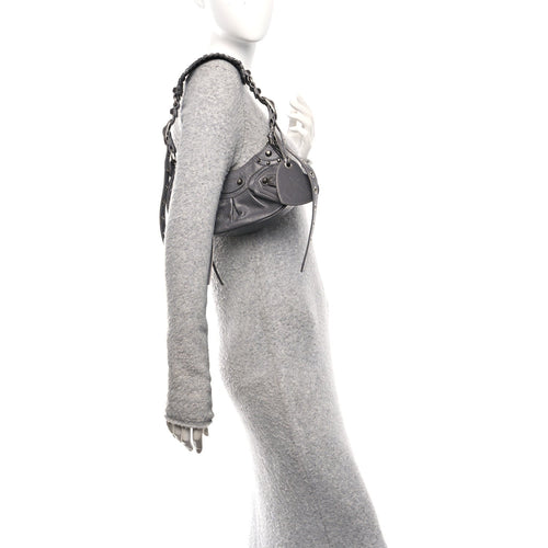 Balenciaga Agneau Arena Le Cagole Shoulder Bag XS Dark Grey