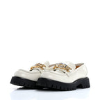 Gucci Cordovan Lux Womens Jeanne Platform Lug Sole 30/45mm Loafers 39.5 White