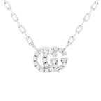 Gucci 18K White Gold Diamond Running GG Pendant Necklace