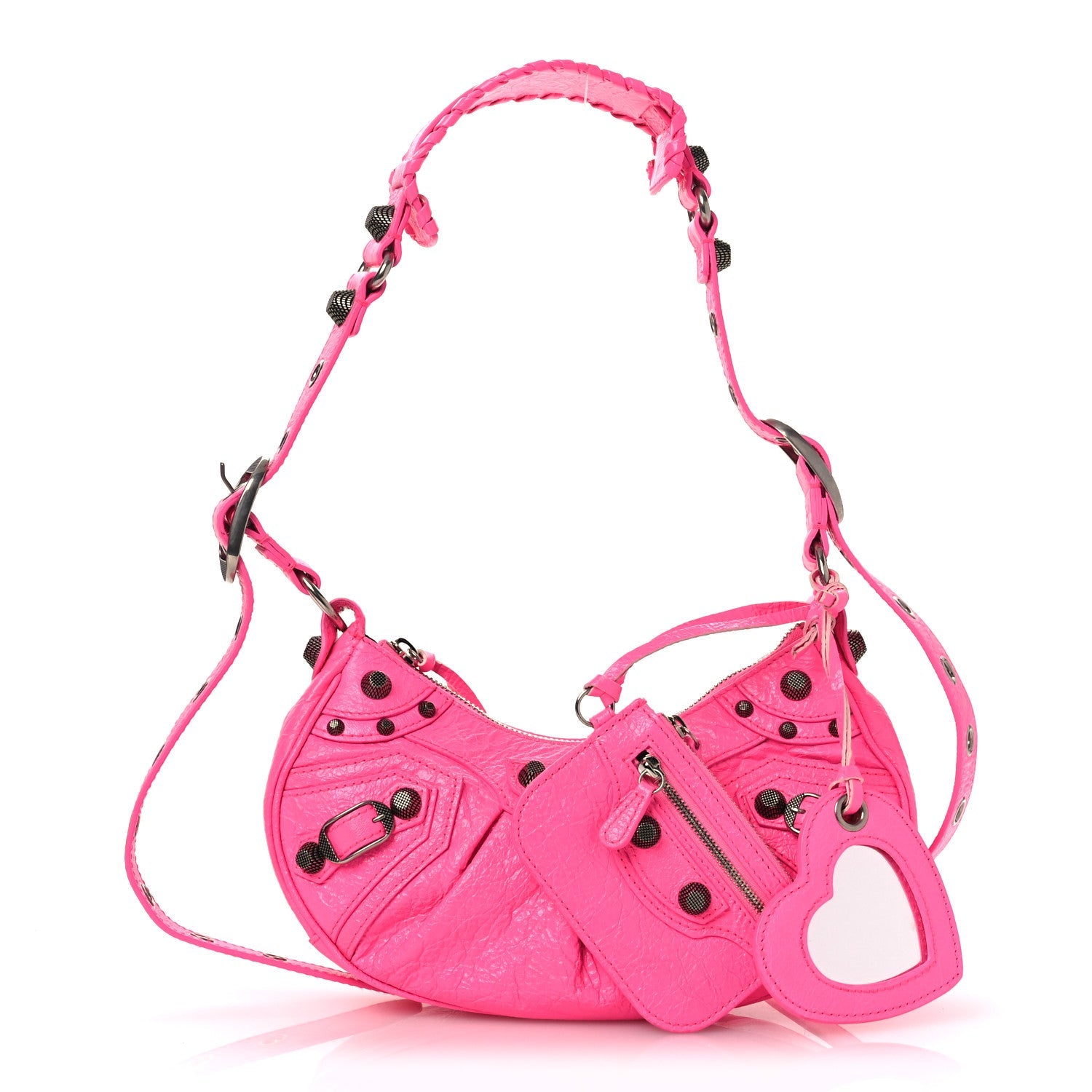 Balenciaga Agneau Arena Le Cagole Shoulder Bag XS Hot Pink