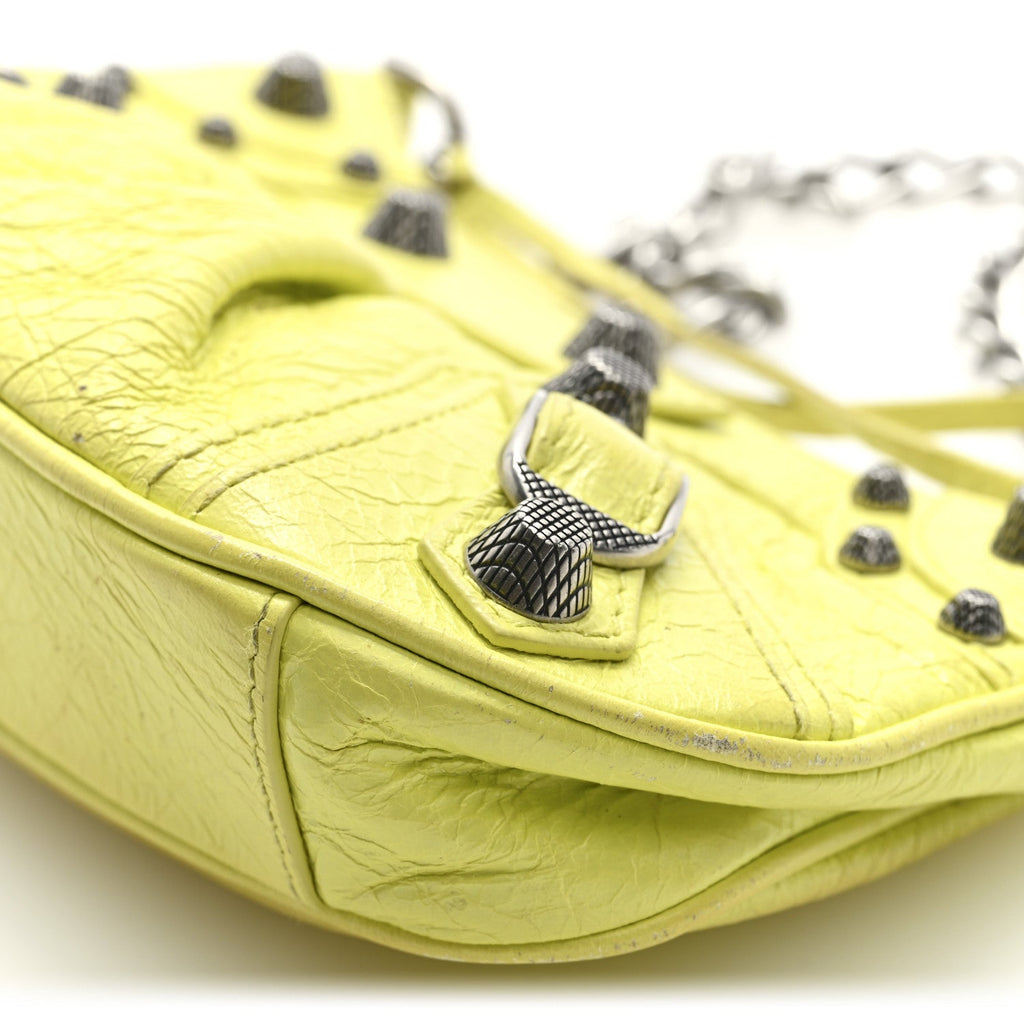Balenciaga Agneau Arena Le Cagole Mini Purse With Chain Lime