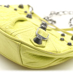 Balenciaga Agneau Arena Le Cagole Mini Purse With Chain Lime