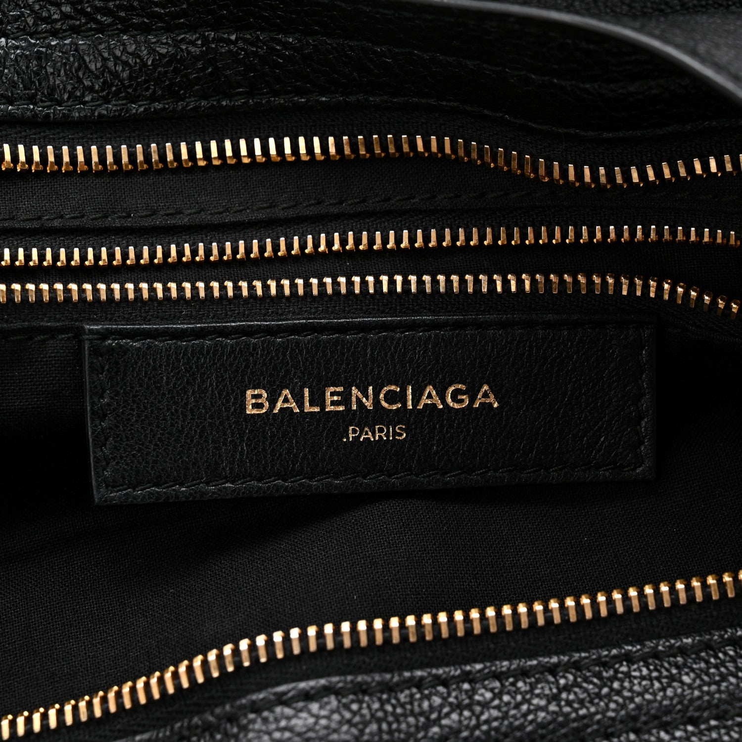 Balenciaga Chevre Gold Metallic Edge Hardware City Black