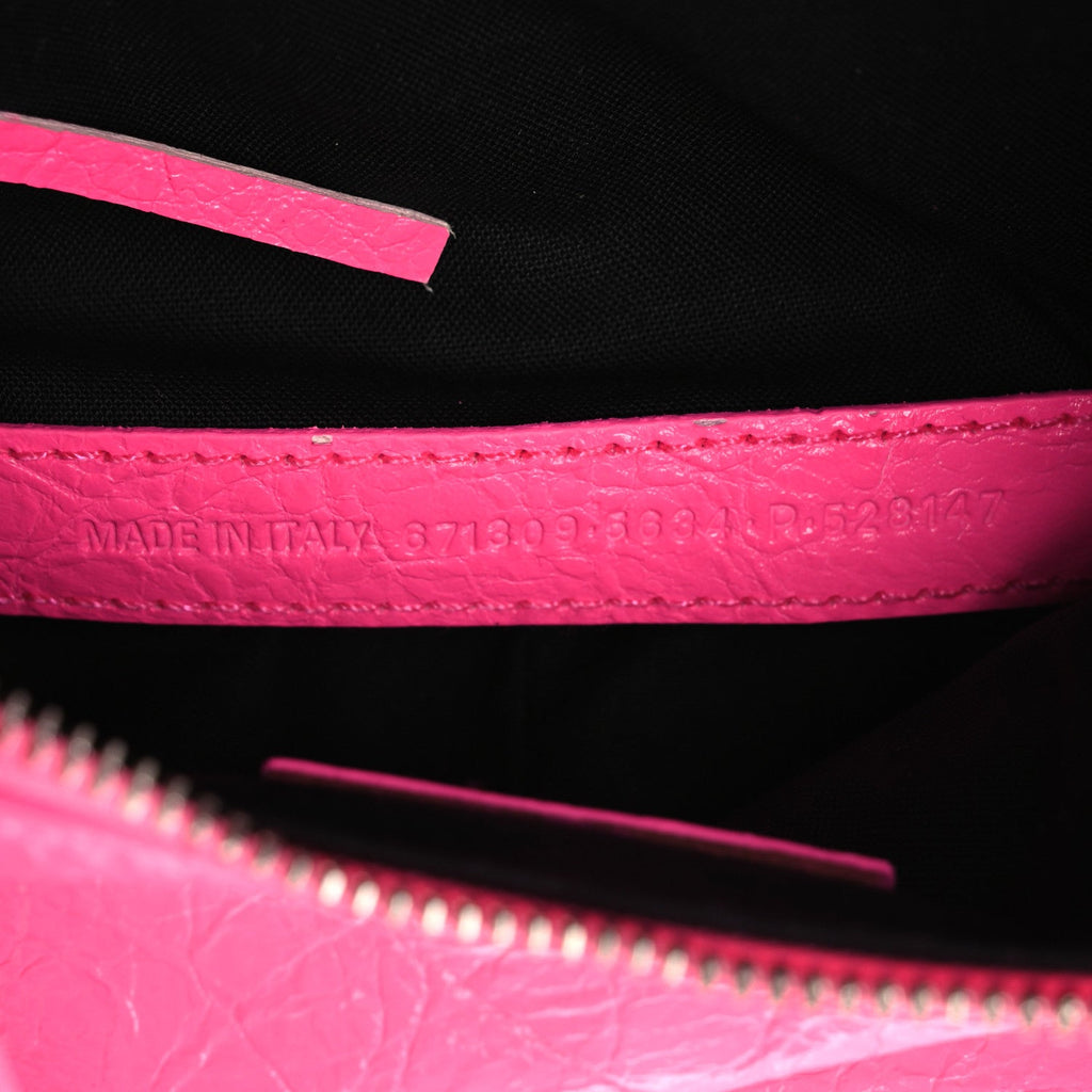 Balenciaga Agneau Arena Le Cagole Shoulder Bag XS Hot Pink