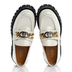 Gucci Cordovan Lux Womens Jeanne Platform Lug Sole 30/45mm Loafers 39.5 White