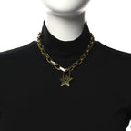 Christian Dior Metal Lucky Star Choker Necklace Aged Gold