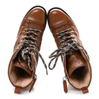 Gucci Cordovan Lux Nappa GG Matelasse Lace Up 60mm Combat Boots 36 Dark Hazel Brown
