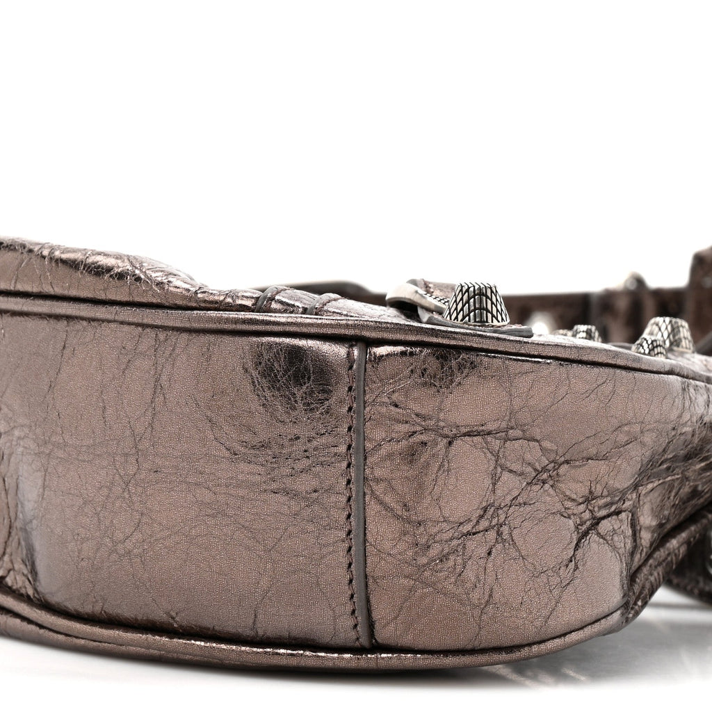 Balenciaga Metallic Agneau Arena Le Cagole Shoulder Bag XS  Dark Bronze