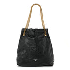 Balenciaga Crushed Calfskin Crush Medium Chain Tote  Black