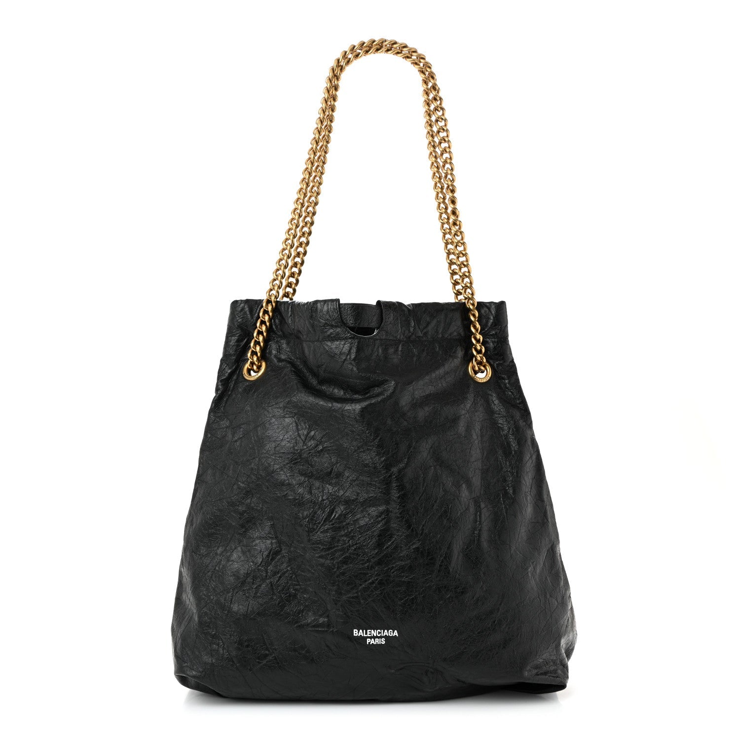 Balenciaga Crushed Calfskin Crush Medium Chain Tote  Black