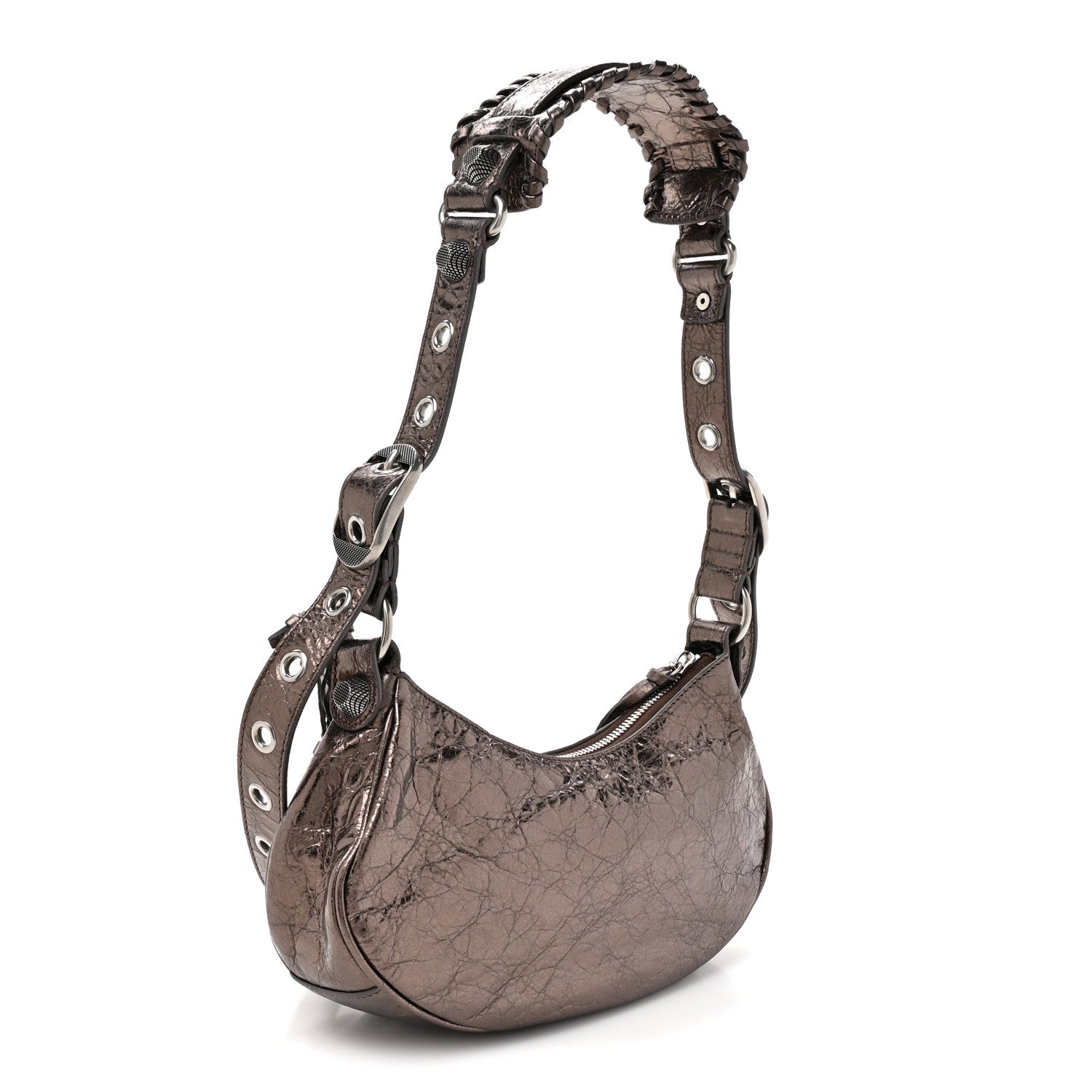 Balenciaga Metallic Agneau Arena Le Cagole Shoulder Bag XS  Dark Bronze