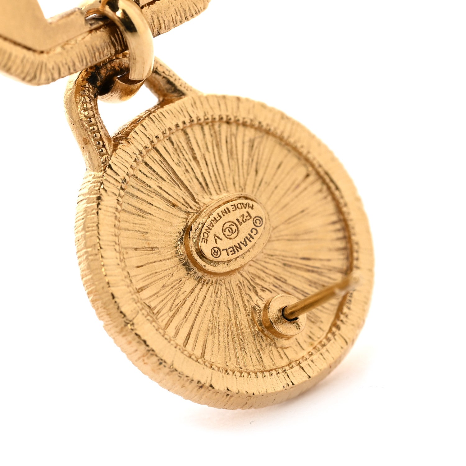 Chanel Pearl CC Tags Drop Earrings Gold