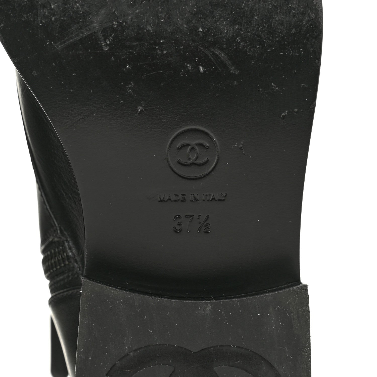 Chanel Calfskin Lace Up Combat Boots 37.5 Black