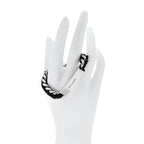 Saint Laurent Metal Leather Curb Chain Bracelet Oxidized Silver Black