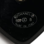 Chanel Resin Crystal Pearl CC Heart Chain Earrings Black Gold