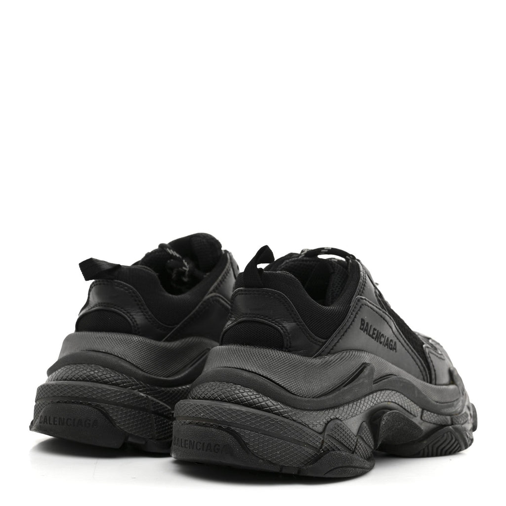 Balenciaga Fabric Mesh Womens Triple S Sneakers 38 Black