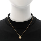 Christian Dior Crystal Pearl Pendant Necklace Gold