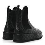 Chanel Lambskin Patent CC Cap Toe Quilted Short Platform Boots 39.5 Black