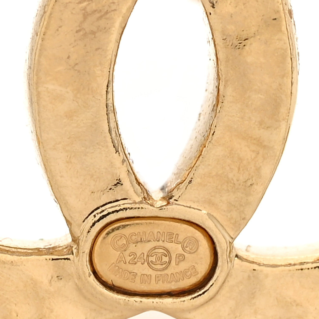 Chanel Crystal CC Logo Earrings Gold