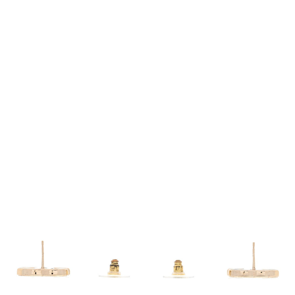 Chanel Enamel CC Earrings Gold White