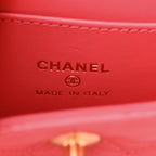 Chanel Shiny Aged Calfskin Quilted Mini Nano Kelly Shopper Dark Pink