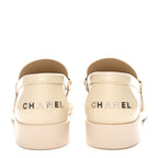 Chanel Shiny Calfskin Logo Loafers 39.5 Beige