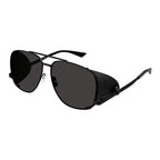 Saint Laurent Sunglasses Aviator Full Rim, Black Frame and Black Lens SL653LEONLEATHERSPOILER002
