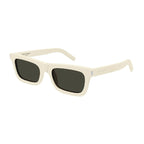Saint Laurent Sunglasses Rectangle Full Rim, Shiny Black Frame and Solid Blue Lens SL461BETTY009