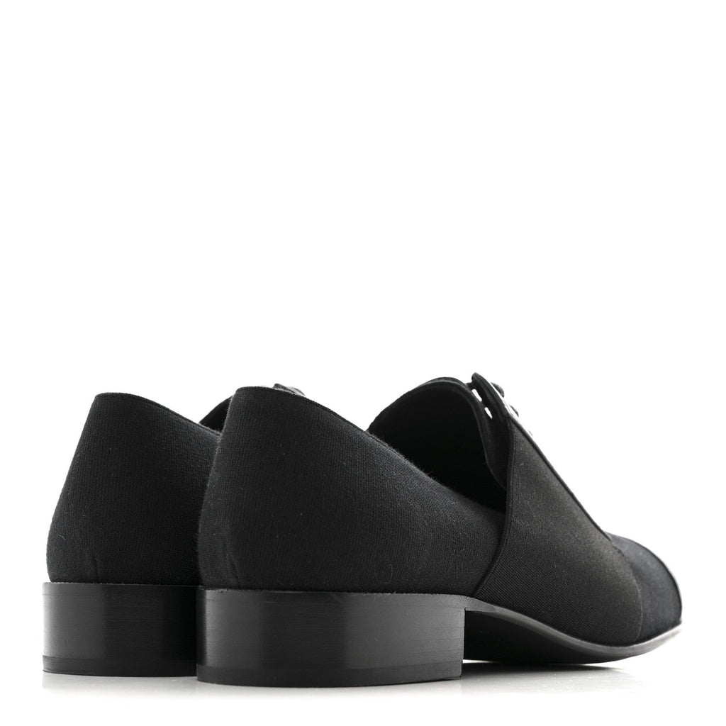 Chanel Calfskin Elastic Lace Up Cap Toe CC Loafers 37 Black