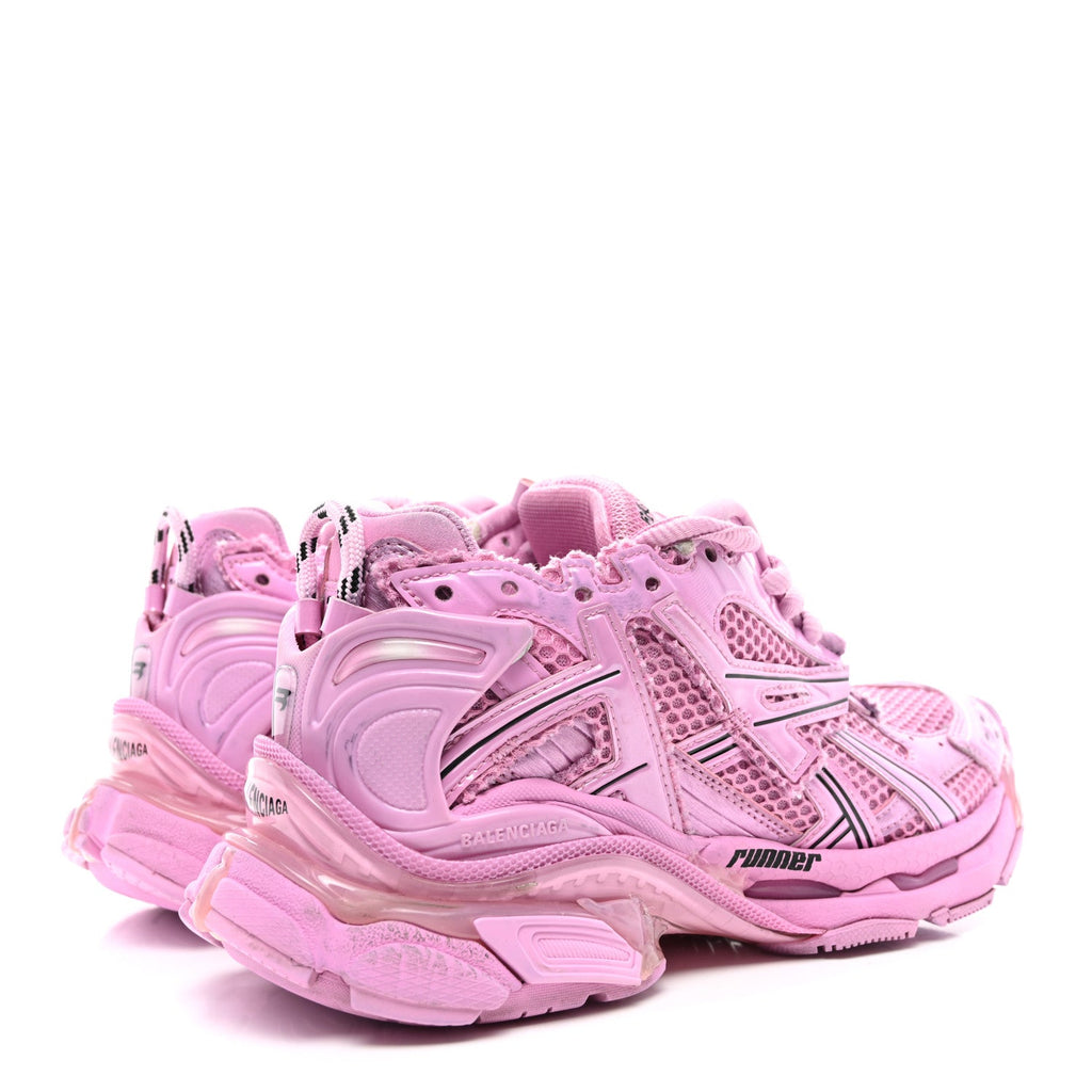 Balenciaga Mesh Rubber Distressed Womens Runner Sneakers 35 Pink