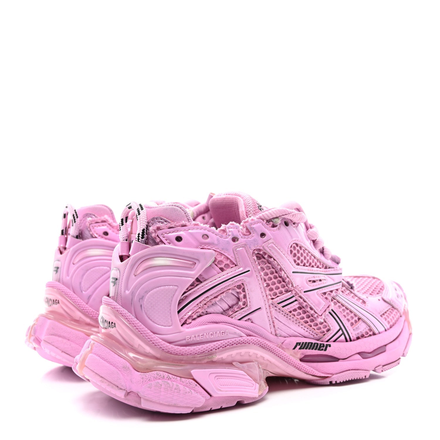 Balenciaga Mesh Rubber Distressed Womens Runner Sneakers 35 Pink