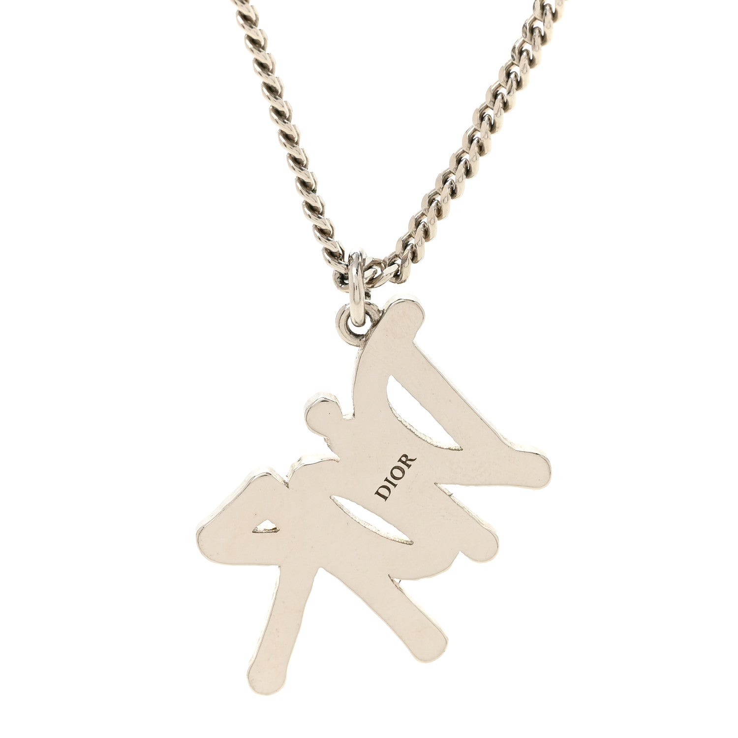 Christian Dior X SHAWN STUSSY Crystal Logo Pendant Necklace Red