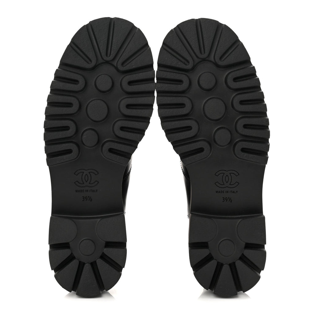 Chanel Calfskin Cap Toe CC Short Boots 39.5 Black